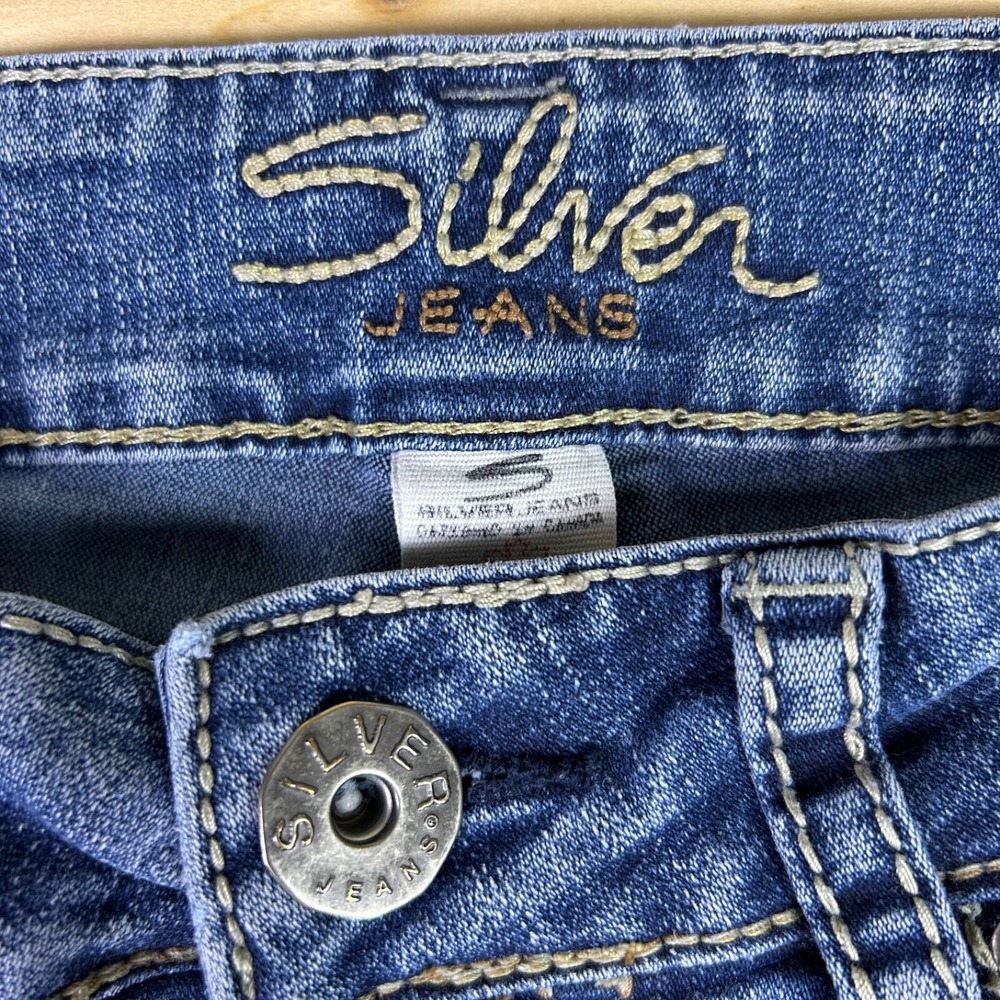 Silver Jeans Womens 28 Suki Capri Low Rise Cropped Denim Blue Jeans - Picture 4 of 13